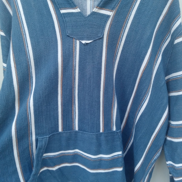 Lucky Brand Blue Striped El Verano Baja Hoodie V-Neck Men's XXL - Picture 3 of 11